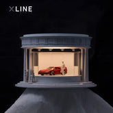 1:64 Scale Rotating Display Stand – Classical Temple Style with LED Lighting & Acrylic Cover for Model Cars