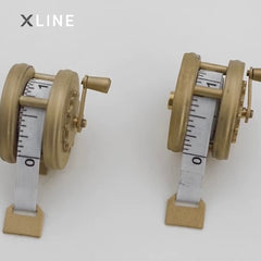 Xlinespace Brass Hand-Crank Scroll, Original Vintage Flywheel Mini Tape Measure