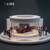 1:64 "Gallery 2.0" Luxury Display Stage, Natural Marble Base - Dimmable LED & Rotating Showcase