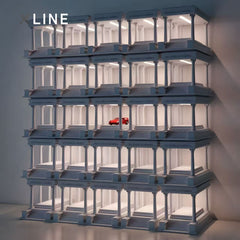 1:64 Scale Magnetic Display Garage – Classical Temple Style with LED Lighting for Model Cars