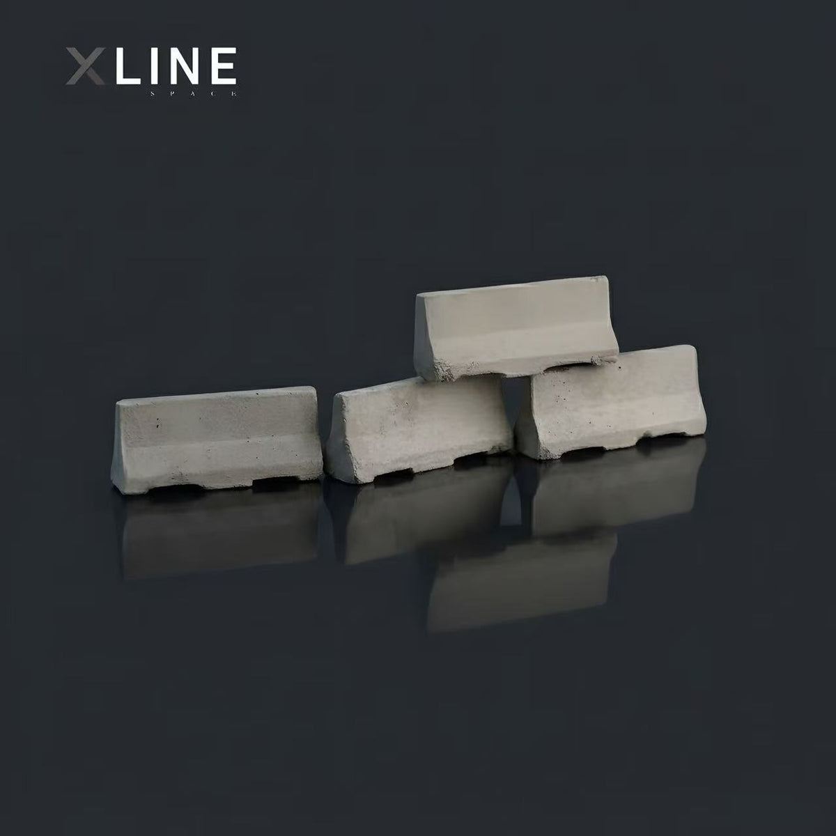 1:64 Miniature Concrete Road Barrier Set - 8-Piece Diorama Accessory Pack
