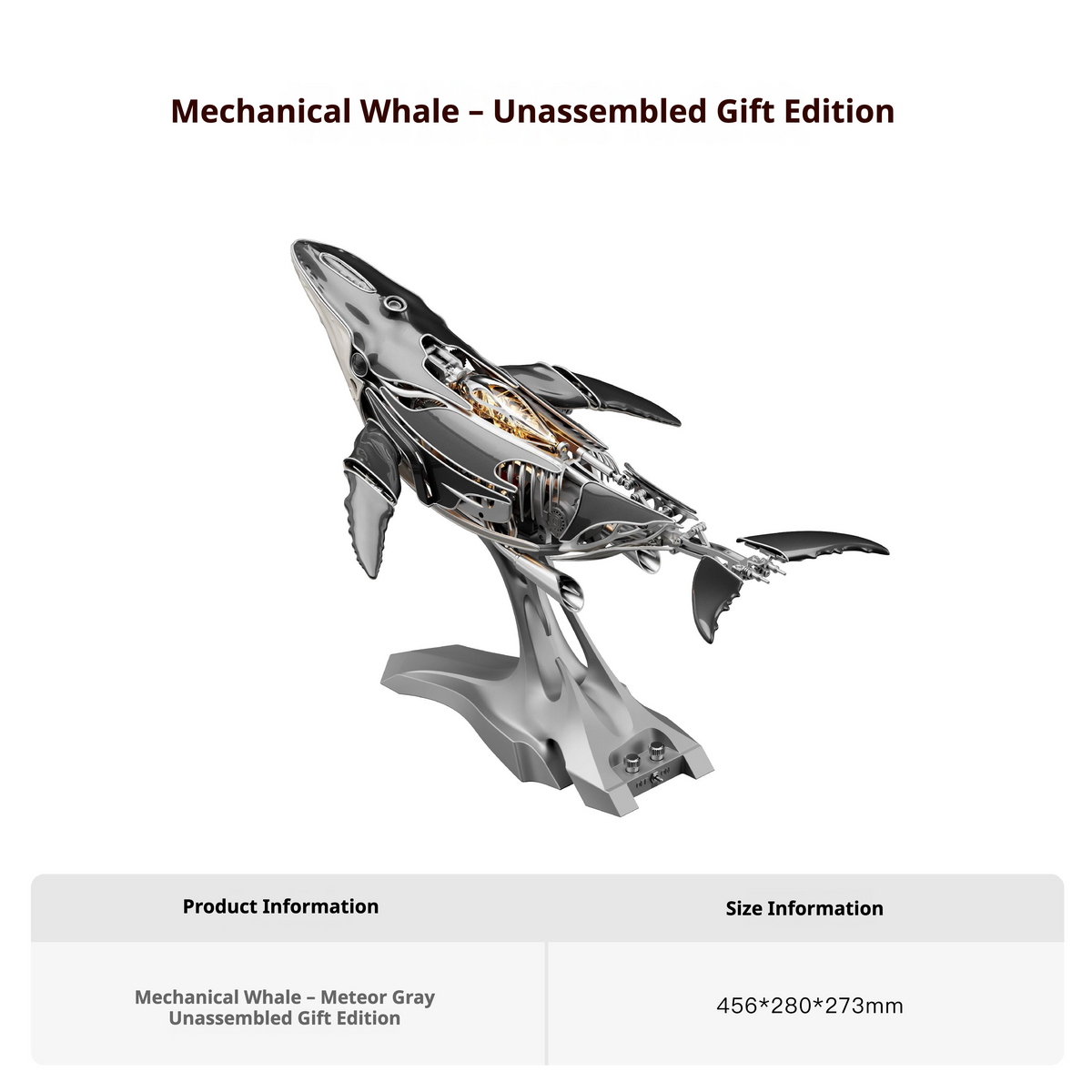 Xlinespace Mechanical Metal Humpback Whale Model– Premium Steampunk 3D Metal Art model for Collectors, Decor & Gift Giving-SD-03