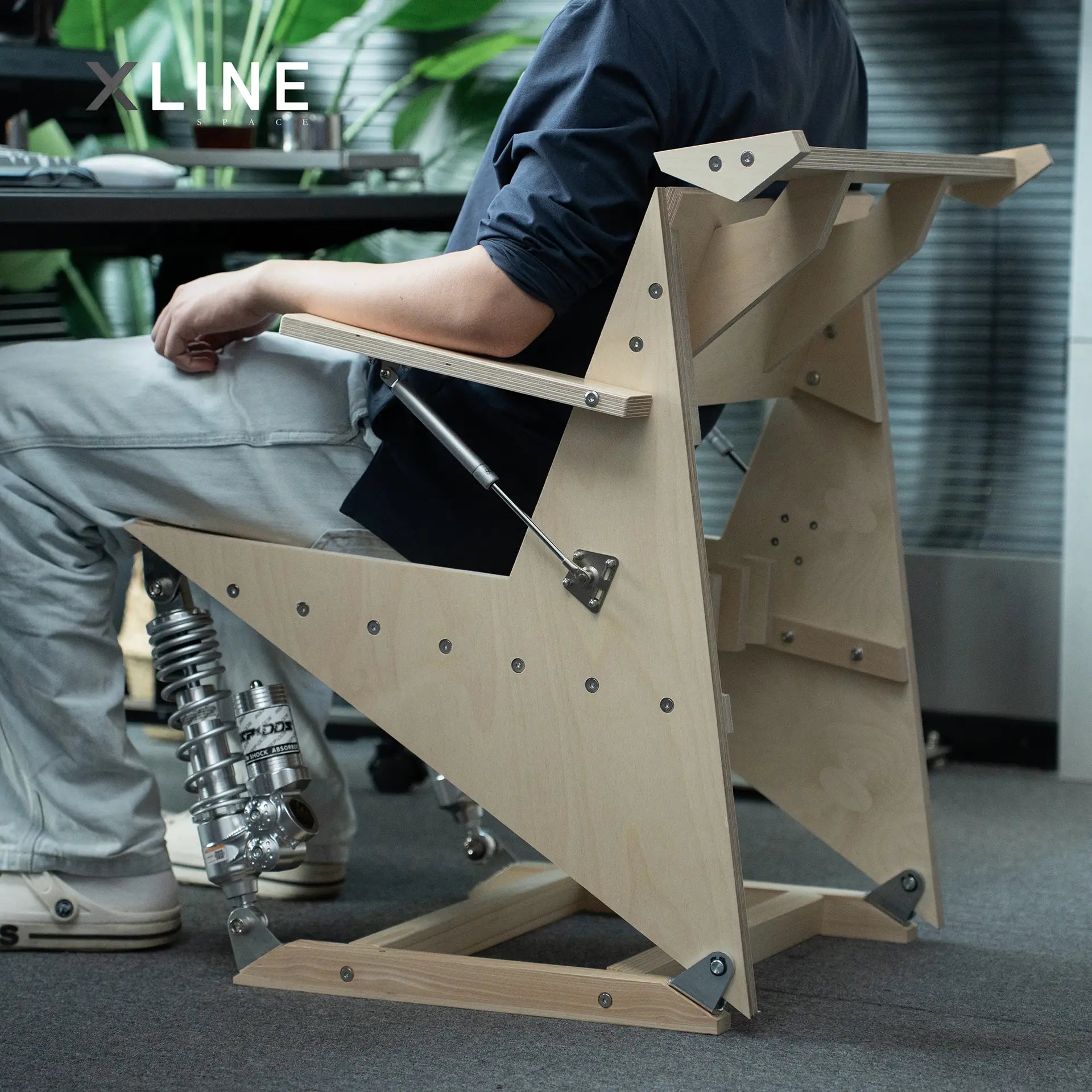Xlinespace Nordic Style Shock-Absorbing Gaming Chair with Marine Board and Wood Design