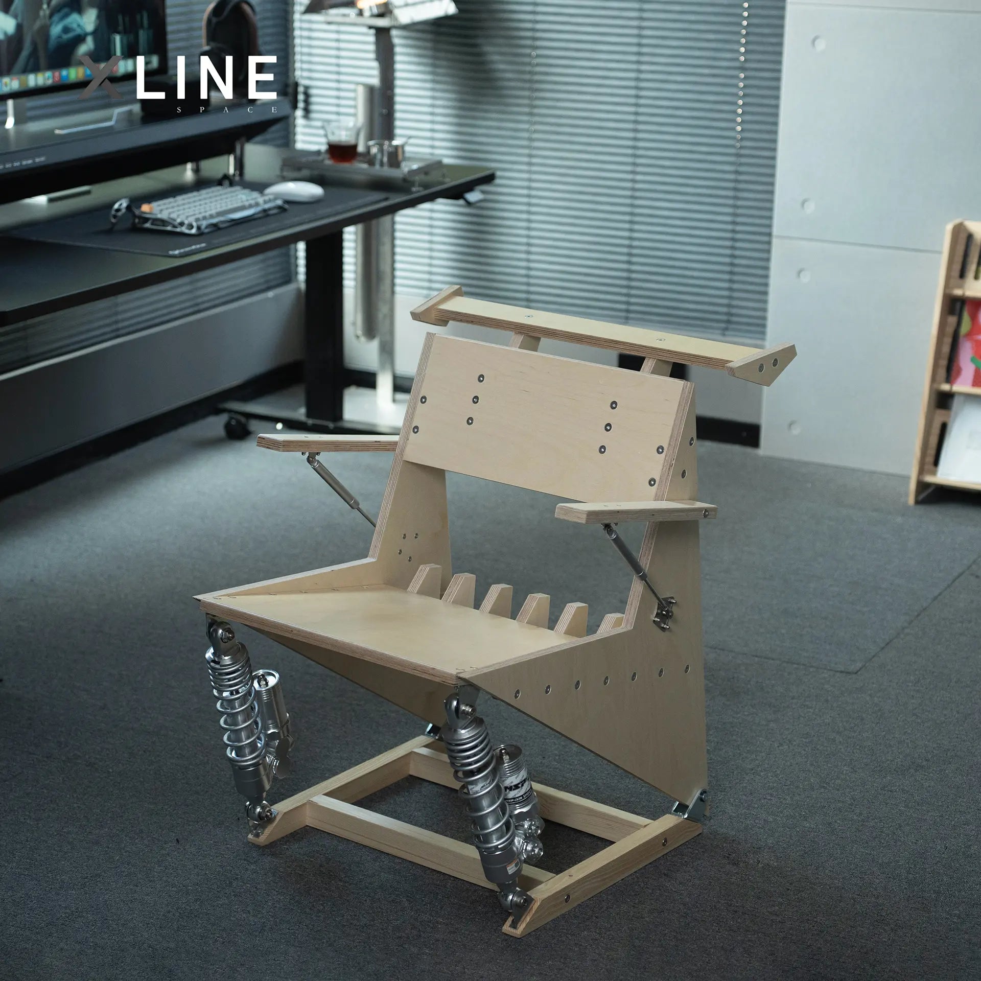 Xlinespace Nordic Style Shock-Absorbing Gaming Chair with Marine Board and Wood Design