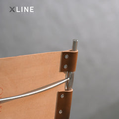 Xlinespace Modern Italian Vegetable - Tanned Leather Chair with 304 Textured Stainless Steel Frame