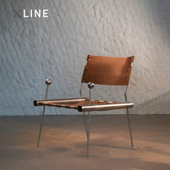 Xlinespace Modern Italian Vegetable - Tanned Leather Chair with 304 Textured Stainless Steel Frame