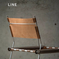 Xlinespace Modern Italian Vegetable - Tanned Leather Chair with 304 Textured Stainless Steel Frame