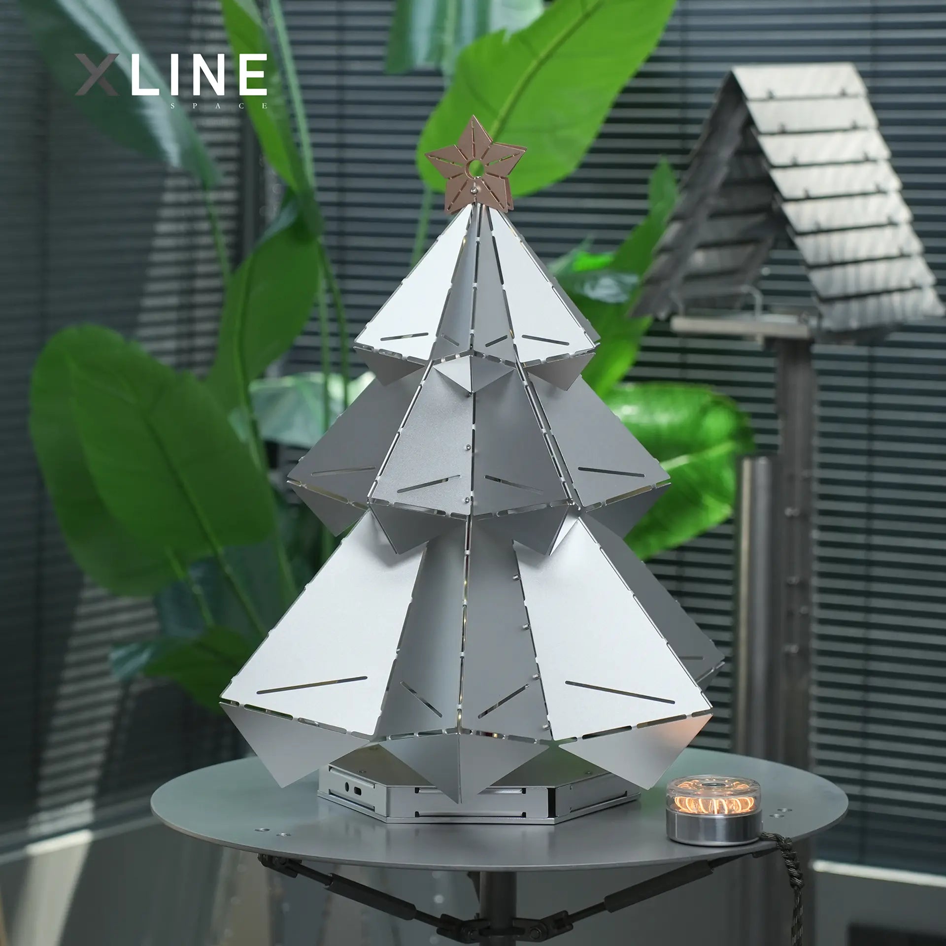 Xlinespace Modern Metal Tree Ambient Light,Handmade Designer Light with 3-Color Ambiance Modes