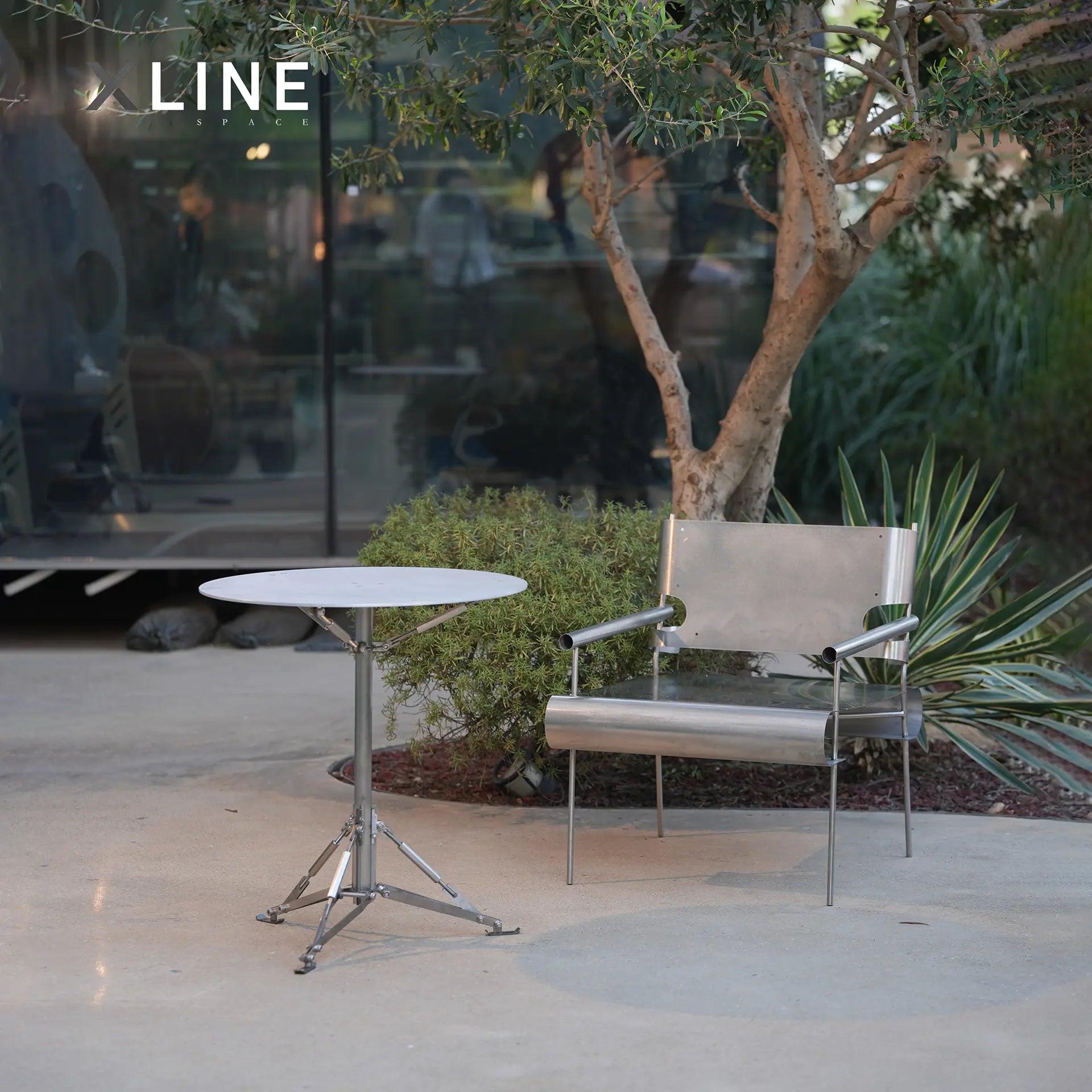 Xlinespace Modern Stainless Steel Frame Sofa – Minimalist Lounge Seating for Living Room or Office
