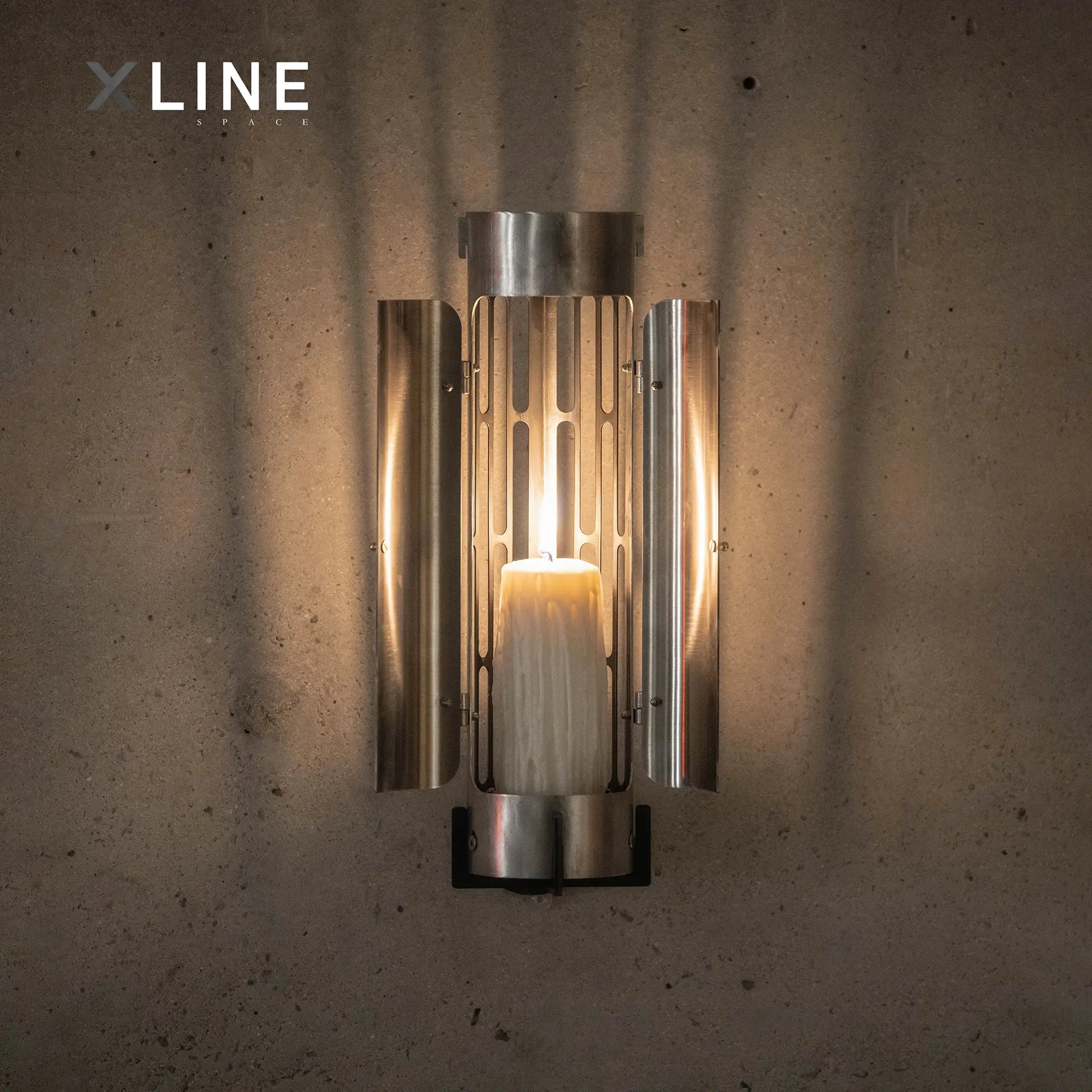 Xlinespace Wall Lamp Candle Holder – Gothic Industrial Metal Sconce for Pillar or LED Candles