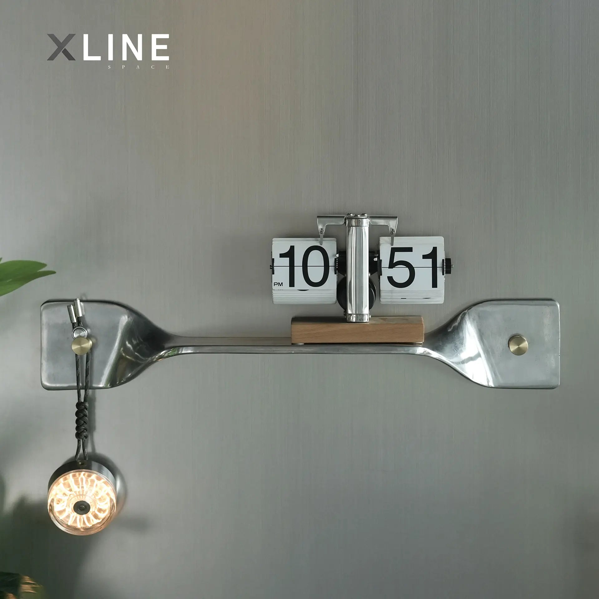Xlinespace Vintage Industrial Wall Shelf – Twisted Aluminum Panel with Brass Hooks,Decorative Storage Display Rack
