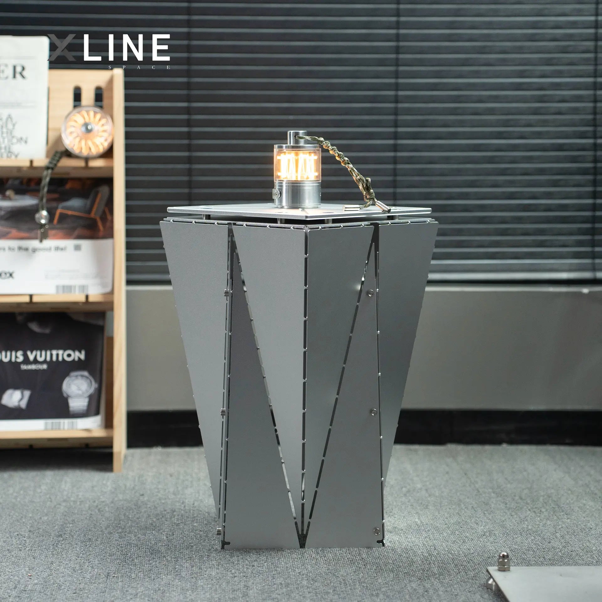 Xlinespace Modern Industrial Metal Side Table,Geometric Designer End Table for Living Room or Office