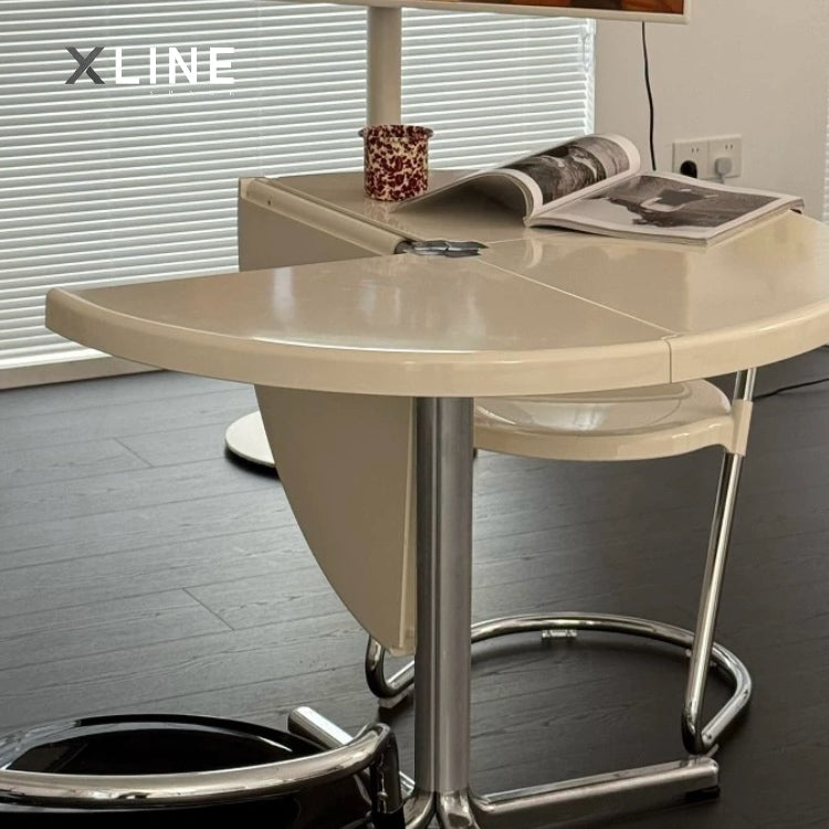 Xlinespace Foldable Round Table with Rolling Base – Space-Saving Multi-Form Design for Compact Living