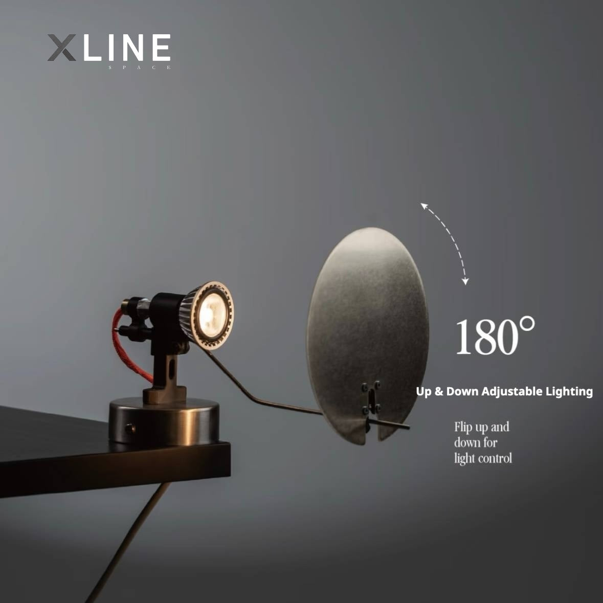 Xlinespace 180° Adjustable Wall Sconce – Dimmable Ambient Light for Living Room & Bedroom