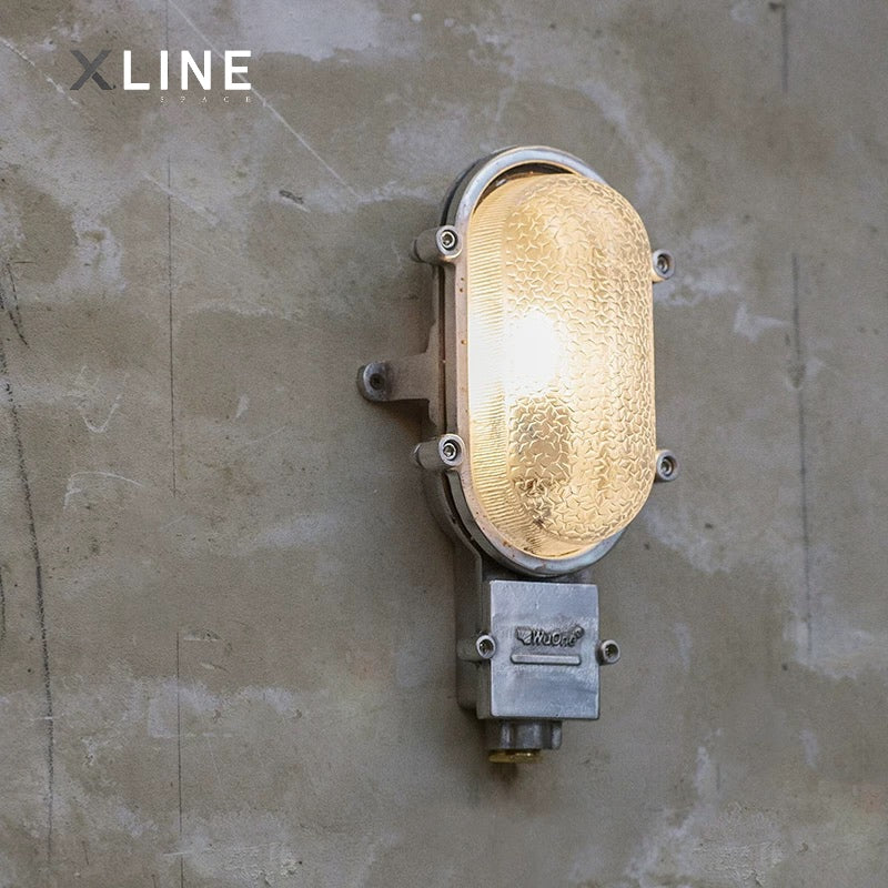 Xlineapace Aluminum Wall Lamp with Ribbed Glass, Vintage Industrial Outdoor Lighting
