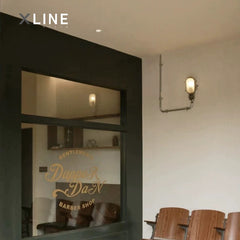 Xlineapace Aluminum Wall Lamp with Ribbed Glass, Vintage Industrial Outdoor Lighting