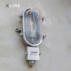 Xlineapace Aluminum Wall Lamp with Ribbed Glass, Vintage Industrial Outdoor Lighting