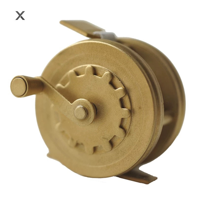 Xlinespace Brass Hand-Crank Scroll, Original Vintage Flywheel Mini Tape Measure