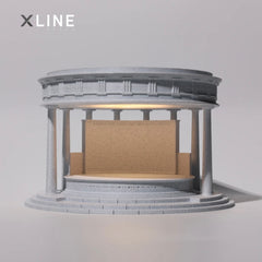 1:64 Scale Rotating Display Stand – Classical Temple Style with LED Lighting & Acrylic Cover for Model Cars