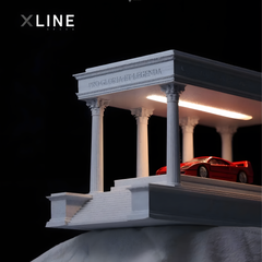 1:64 Scale Magnetic Display Garage – Classical Temple Style with LED Lighting for Model Cars
