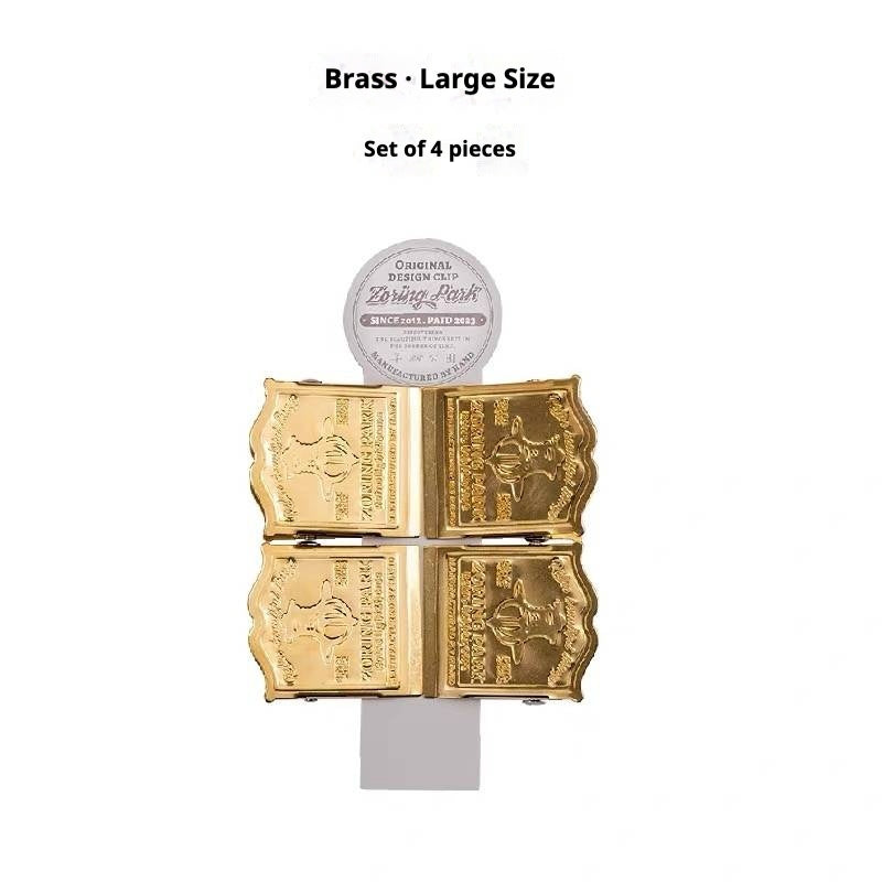 Xlinespace Vintage Brass & Iron Magnetic Clips for Files and Small Items